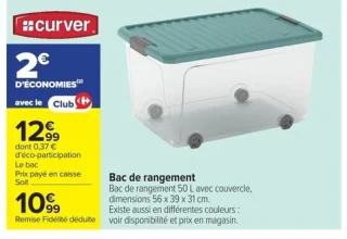 Bac de rangement Curver 50 L avec couvercle