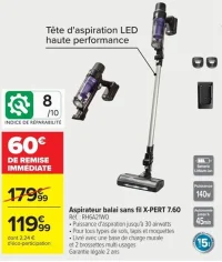 Aspirateur balai sans fil Rowenta X-PERT 7.60
