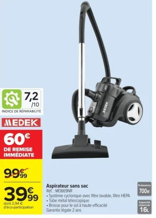 MEDEK Aspirateur sans sac MD669NR
