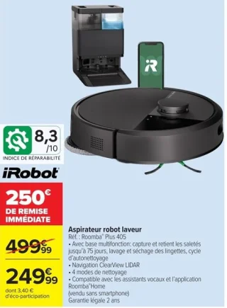 iRobot Aspirateur robot laveur Roomba Plus 405