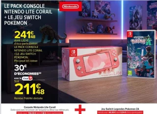 Le pack console Nintendo Lite Corail + Le jeu Switch Pokémon Légendes: Z-A