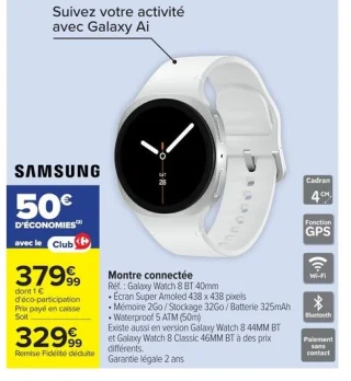 Samsung Montre connectée Galaxy Watch 8 BT 40mm