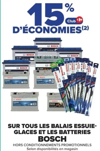 Balais essuie-glaces et batteries Bosch