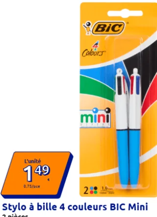 Stylo à bille 4 couleurs BIC Mini