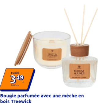 Bougie parfumée avec une mèche en bois Treewick