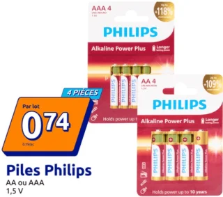 Piles Philips AA ou AAA 1,5 V