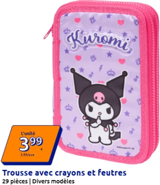 Trousse avec crayons et feutres Kuromi