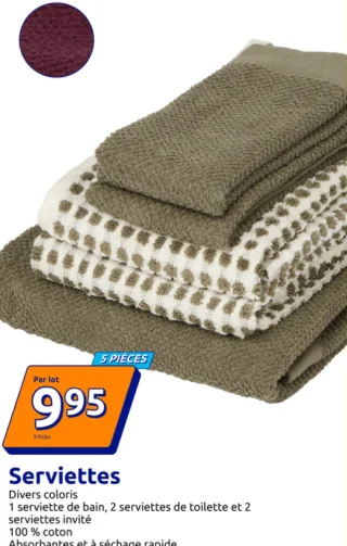 Serviettes 100% coton