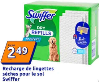 Recharge de lingettes sèches pour le sol Swiffer