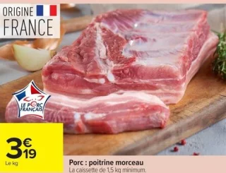 Porc : poitrine morceau
