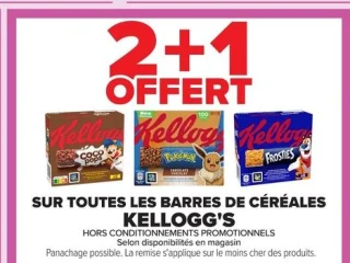 Barres de céréales KELLOGG'S (Coco Pops, Pokémon, Frosties)