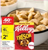 Céréales Trésor "Promo" KELLOGG'S Chocolat Noisettes ou Chocolat au Lait