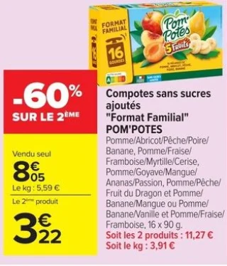 Compotes sans sucres ajoutes POM POTES