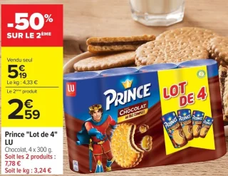Prince "Lot de 4" LU Chocolat