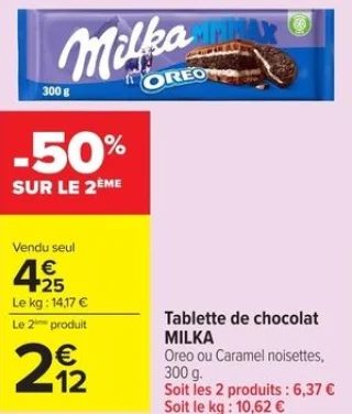 Tablette de chocolat Milka 300g
