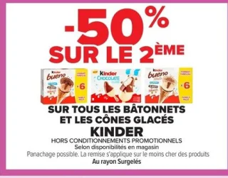 Bâtonnets et cônes glacés Kinder