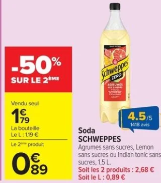Soda SCHWEPPES Agrumes sans sucres, Lemon sans sucres ou Indian tonic sans sucres