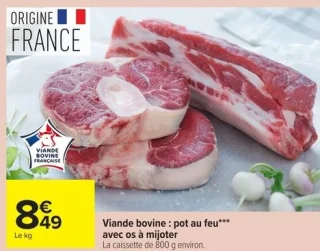 Viande bovine : pot au feu*** avec os à mijoter