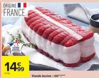 Viande bovine : rôti**/***