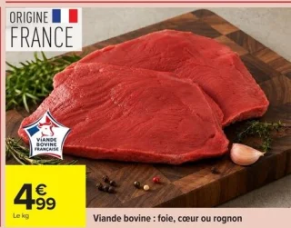 Viande bovine : foie, cœur ou rognon