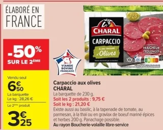 Charal Carpaccio aux olives