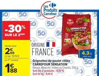 Grignottes de poulet rôties CARREFOUR SENSATION