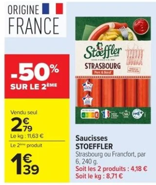 Saucisses STOEFFLER Strasbourg ou Francfort