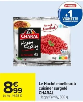 Le Haché moelleux à cuisiner surgelé CHARAL