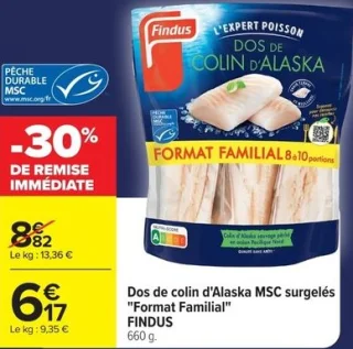 Dos de colin d'Alaska MSC surgelés 'Format Familial' FINDUS