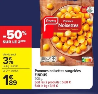Pommes noisettes surgelées FINDUS
