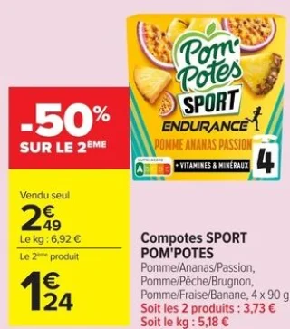Compotes SPORT POM'POTES Pomme/Ananas/Passion