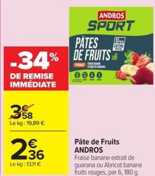 Pâte de Fruits ANDROS Fraise banane ou Abricot banane