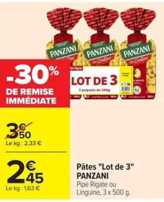 Pâtes "Lot de 3" Panzani