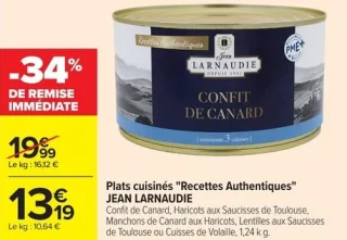 Plats cuisinés "Recettes Authentiques" JEAN LARNAUDIE