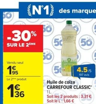 Huile de colza CARREFOUR CLASSIC