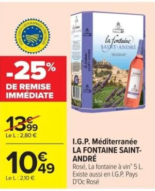 I.G.P. Méditerranée LA FONTAINE SAINT-ANDRÉ Rosé