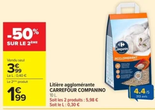 Litière agglomérante CARREFOUR COMPANINO