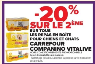 Tous les repas en boîte pour chiens et chats CARREFOUR COMPANINO VITALIVE