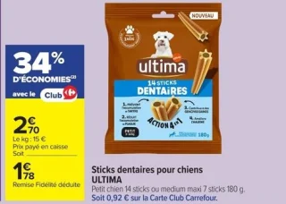 Sticks dentaires pour chiens Ultima