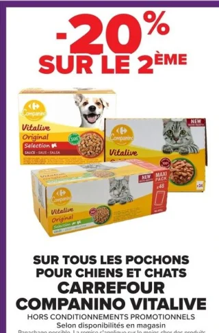 Pochons pour chiens et chats Carrefour Companino Vitalive