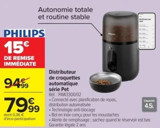 Distributeur de croquettes automatique série Pet Philips