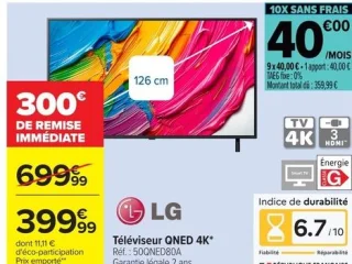 LG Téléviseur QNED 4K* Réf. : 50QNED80A