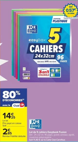 Lot de 5 cahiers Easybook Fusion Oxford