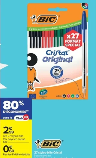 27 stylos-bille Cristal BIC