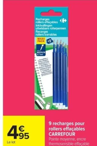9 recharges pour rollers effaçables Carrefour