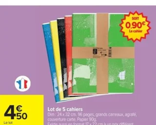 Lot de 5 cahiers 24 x 32 cm