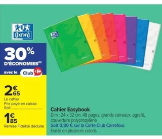 Cahier Easybook Oxford Dim : 24 x 32 cm. 48 pages