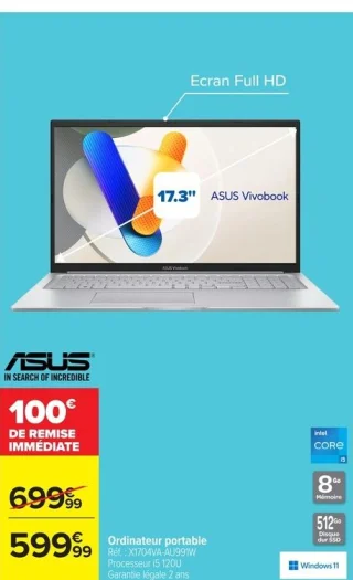 ASUS Ordinateur portable X1704VA-AU991W