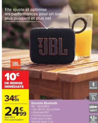Enceinte Bluetooth JBL JBLGO4BLK