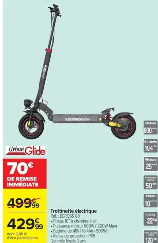 Trottinette électrique ECROSS GO Urban Glide